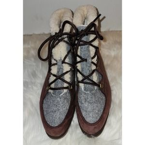 Sorel Women Ankle Boot Sneakchic Alpine Cattail Gum Lace Up Bootie Suede Wool